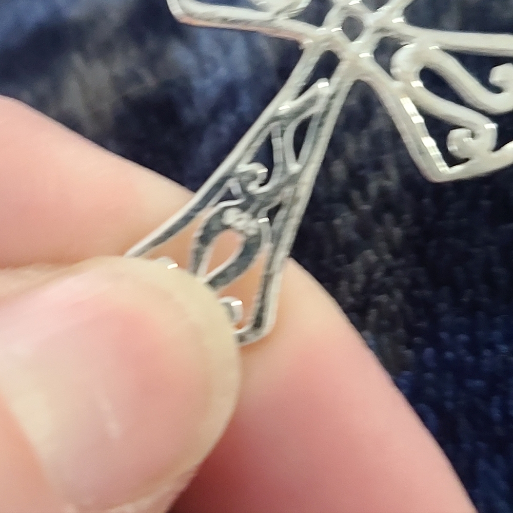 Sterling Silver Filigree Cross Pendant, Christian - Picture 5 of 6
